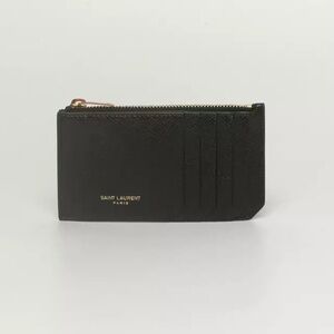 Saint Laurent Fragments Black Calfskin Leather Card Wallet